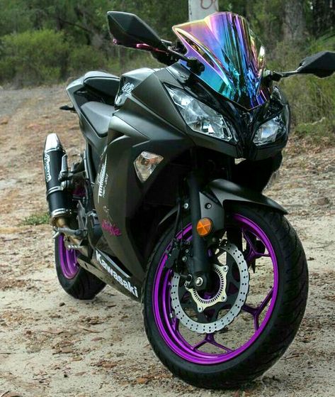 Moto Ninja, Purple Motorcycle, Ninja Motorcycle, Ninja Bike, Image Moto, Custom Sport Bikes, Kawasaki Ninja Zx6r, Ducati Multistrada, Ninja 300