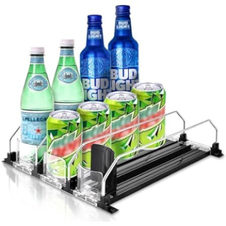 Amazon.com: Titoe Drink Organizer for Fridge Self-Sliding Soda Can Dispenser Beer Storage for Refrigerator with Adjustable Pusher Glide - Holds Up to 15+Cans 12oz 16oz 20oz Drinks (3 Rows, 38CM) : Home & Kitchen Drink Organizer, Fridge Sizes, Drink Fridge, Can Dispenser, Beer Storage, Fridge Organisers, Refrigerator Organization, Can Storage, Pop Cans