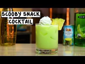 SCOOBY SNACK COCKTAIL 3/4 oz. (22.5ml) Coconut rum 3/4 oz. (22.5ml) Creme de Bananes 3/4oz. (22.5ml) Melon liqueur 3/4 oz. (22.5ml) Pineapple Juice 2 oz. (60ml) Whipped Cream Garnish: PIneapple Wedge/Whipped Cream PREPARATION 1. In a shaker with ice, combine coconut rum, creme de banana, melon liqueur, pineapple, and whipped cream. Shake vigorously. 2. Strain … Scooby Snack Drink Recipe, Scooby Snack Drink, Scooby Snack Cocktail, Scooby Snack Shot, Melon Liqueur, Tipsy Bartender, Shot Recipes, Cocktail Drinks Recipes, Coconut Rum