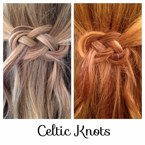 Celtic Knot Great for St. Patrick's Day or for bridesmaids (or the bride) to wear at an Irish or Celtic themed wedding, shower, engagement party, or other event. Celtic Themed Party, Irish Wedding Hair, Celtic Bridal Hair, Irish Wedding Traditions Dresses, Celtic Wedding Flowers, Celtic Themed Wedding, Irish Braids Celtic Wedding, Celtic Wedding Hairstyles Viking Braids, Irish Wedding Hairstyles