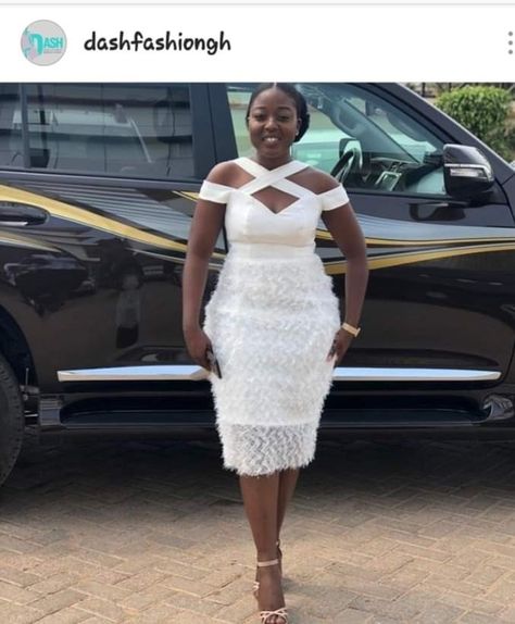 White Short Gown Styles, Short White Lace Dress Styles Ghana, Short White Lace Gown Styles Aso Ebi, White Lace Dress Styles Ghana For Naming Ceremony, Dress Classy Short, White Lace Ankara Dress Styles, White Lace Dress Short, Lace Dress Classy, Best Casual Dresses