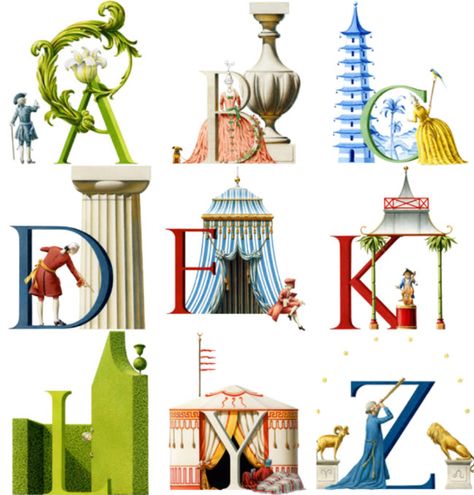 An Architectural alphabet / Un Abecedaire architectural by Andrew Zega and Bernd H. Dams. Connaissance et Mémoires, 2008 White Paint Wallpaper, Room For Kids, Childrens Rooms, Paint Wallpaper, Cabinet Wall, Textile Prints Design, Ornate Furniture, China Painting, Alphabet Print