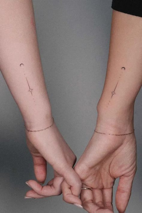 10 top modern tattoo ideas for brother and sister you’ll want to get right away 2 Tattoo Idea For Sisters, Sisters Tattoo Ideas For 2 Small, Tattoo For 2 Sisters, Small Sibling Tattoos Brother And Sister, Tattoo With Brother, Tattoo Ideas For Brother And Sister, Siblings Tattoo Brother And Sister, Small Brother Sister Tattoo, Triple Tattoo Friends