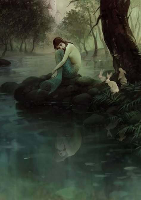 Body Of Water, A Mermaid, A Rock, A Woman, Mermaid, Trees, Forest, Tumblr, Water