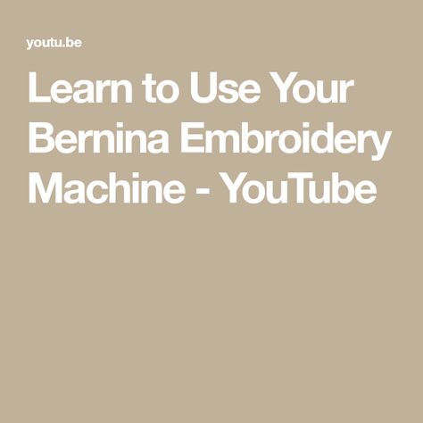 Learn to Use Your Bernina Embroidery Machine - YouTube Bernina 880, Bernina 830, Bernina Embroidery Machine, Machine Embroidery Tutorials, Bernina Embroidery, Bernina Sewing Machine, Bernina Sewing, Brother Embroidery, Machine Applique