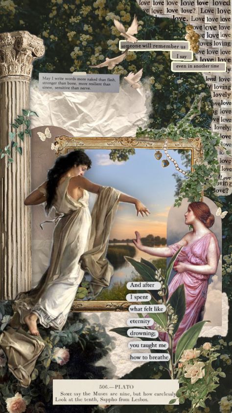 #sappho #greekmythology #wallpaper #love #lovecore #gay #greenaesthetic Sappho Wallpaper, Love Mondays, Wallpaper Love, Love And Co, Art Desk, May I, Green Aesthetic, Greek Mythology, Wallpaper Aesthetic