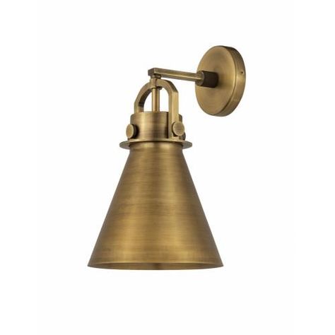 Innovations-Lighting---710-1W-SN-M711-8SN-LED---Newton-Cone---8-Inch-3.5W-1-LED-Wall-Sconce Industrial Room, Transitional Wall Sconces, Architectural Details, Light Sconces, Incandescent Bulbs, Lamps Plus, Brushed Brass, Modern Industrial, Lamp Bases