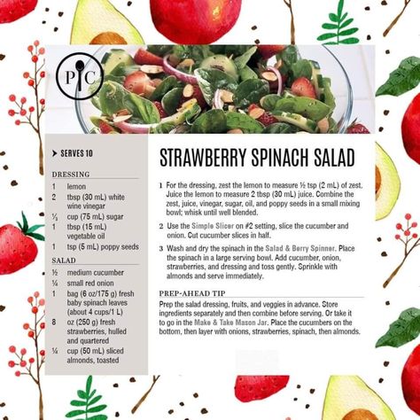 Chef Salad Dressing, Spinach Salad Dressing, Chef Salad Recipes, Smart Snacks, Chef Salad, Pampered Chef Consultant, Pampered Chef Recipes, Spinach Strawberry Salad, Condiment Recipes