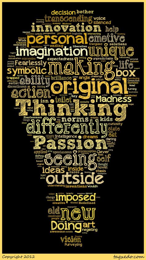 Genius Word Cloud Design Creative, Word Art Design Creative, Creativity Poster, Light Bulb Moment, Moment Quotes, Action Board, Bad Quotes, Creativity Inspiration, Library Activities