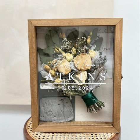 This was a pleasure to create. Drying bridal bouquets so you can keep them forever is such a treat. Keep those memories alive from your special day ❤️👰‍♀️. This piece included the bridal bouquet, which was dried and reassembled, wedding invitation and a clay imprint of some of the flowers from the bouquet Bouquet Frame, Wedding Bouquet Preservation, Bouquet Preservation, Bridal Bouquets, The Flowers, Wedding Bouquet, Bridal Bouquet, Wedding Invitation, Special Day