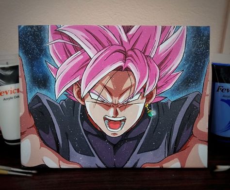 Rose Acrylic Painting, Black Goku, Dragon Ball Painting, Anime Dragon Ball Goku, Dragon Ball Goku, Art Journal Inspiration, Anime Dragon Ball, Diy Canvas Art, Diy Canvas