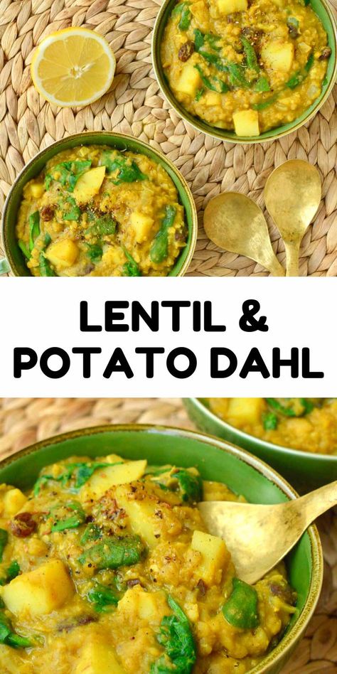 Lentil And Potato, Lentil Dahl, Easy Vegan Dinner, Tasty Vegetarian Recipes, Dinner Healthy, Lentil Recipes, Indian Food Recipes Vegetarian, Vegan Cooking, Vegan Dinner Recipes