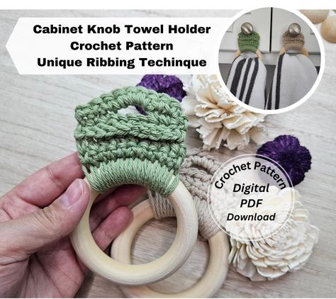 This Cabinet Knot Towel is simple and beautiful. The pattern is super easy to follow along. It is functional and keeps any pets and children from grabbing/tugging at your towels.  What's Included: 1 standard PDF file with 10 pages of detailed step by step guide on how to crochet the twined kitchen towel holder.  Materials Needed: Cotton Yarn 3" wooden macrame ring Crochet hook Plastic crafting needle You can download pattern once purchased in your etsy account by going to your orders/purchases.  I do not accept returns and cancellations for my digital downloads. No refund policy for my digital downloads. If you have any questions or concerns, please email me.  DISCLAIMER This is a digital instant download product, no refunds/exchanges/cancellations can be given even if after determining th Towel Holder Crochet, Crochet Towel Holder, Tea Towel Holder, Kitchen Towel Hanger, Towel Holder Kitchen, Crochet Towel Holders, Kitchen Pattern, Kitchen Cabinet Knob, Kindness Projects