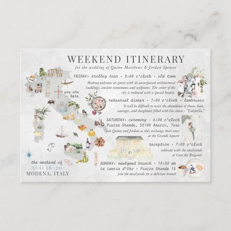 Weekend In Colorado, Colorado Itinerary, Wedding Weekend Itinerary, Postcard Wedding Invitation, Wedding Schedule, Italy Gift, Wedding Itinerary, Weekend Itinerary, Italy Itinerary