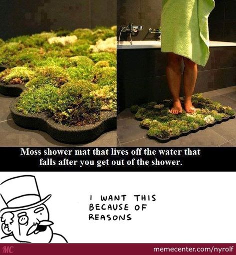 Moss Shower Mats, Samos, Shower Mat, Cool Inventions, On The Floor, My New Room, The Floor, Green Thumb, My Dream Home