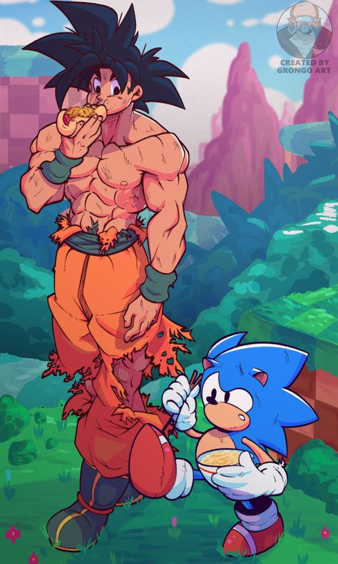 Dragon Ball Image, Anime Dragon Ball Goku, Hedgehog Art, Sonic Fan Art, Dragon Ball Goku, Dragon Ball Artwork, Cartoon Crossovers, Sonic Art, Dragon Ball Gt