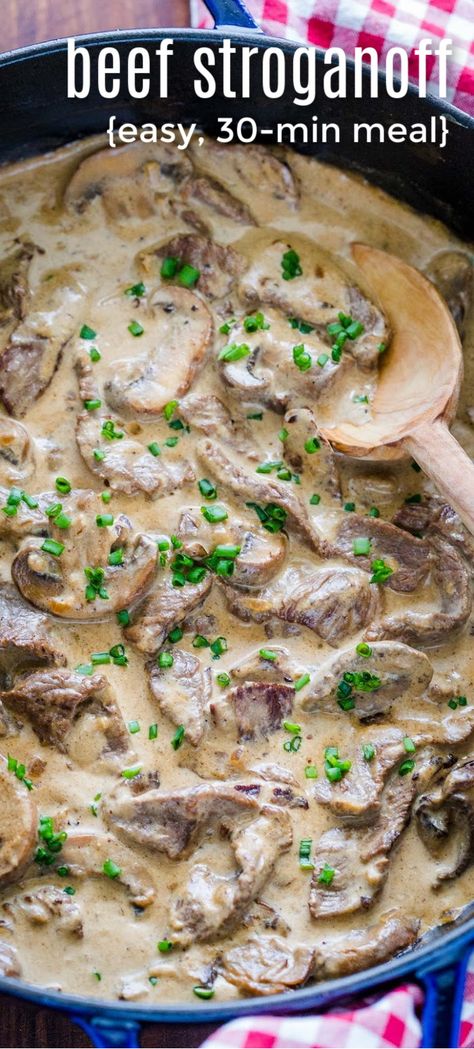 Best Stroganoff Recipe Ground Beef, Beef Stroganoff With Heavy Cream, Homemade Beef Stroganoff Recipe, Homemade Stroganoff Sauce, Strogonoff Recipes, Beef Stroganoff Stove Top, Steak Stroganoff Recipe, Homemade Stroganoff, Beef Stroganoff With Mushrooms