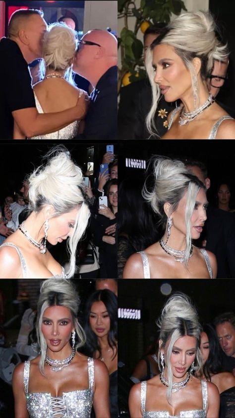 Kim Kardashian Blonde Updo, Blonde Kim Kardashian, Kim Kardashian Blonde, Blonde Updo, Kim Kardashian Outfits, Kardashian Outfit, Khloe Kardashian, Wedding Hair, Kim Kardashian