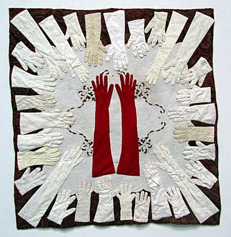 Susan Lenz Dingham Textile Artist Handed Down Susan Lenz Interview: A partnership with my materials Quilt Art, Vintage Gloves, Free Motion Embroidery, My Funny Valentine, Art Brut, Fine Craft, Art Textile, Handmade Quilts, Textile Artists