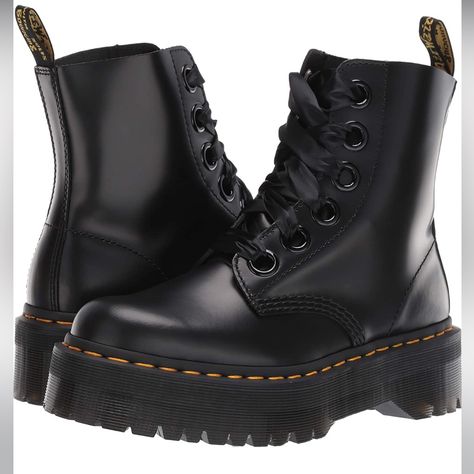 Black Leather Doc Marten Platform Combat Boots.. Never Worn Out Of The House.. No Box . Us Size 7.. I’m A 7.5 And They Fit But Need To Be Worn In Goth Thrift, Doc Martens Platform, Doc Marten Platform, Arcane Oc, Shoes Doc Martens, Black Doc Martens, Doc Martins Boots, Doc Marten Boots, Black Platforms