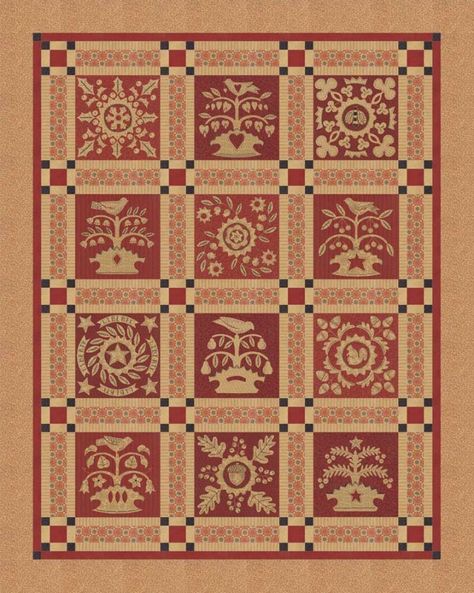 CT-Count-Your-Blessings-KS-1601-A-Bountiful-Year-BOM-12-mo-60x74 Bird Brain Designs, Kathy Schmitz, Baltimore Album Quilt, Count Your Blessings, Holiday Quilts, Primitive Gatherings, Embroidery Book, Sampler Quilt, Quilt Stitching