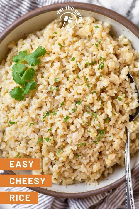 This homemade cheesy rice recipe is an easy and delicious way to add some flavor to plain rice. Made with either white or brown rice and shredded cheese, serve it as an easy side dish for your next meal! Cheesy Brown Rice, Easy Cheesy Rice, Cheesy Rice Recipes, Rice Instant Pot, Honey Chipotle Chicken, White Rice Recipes, Cheesy Rice, Plain Rice, Best Meal Prep