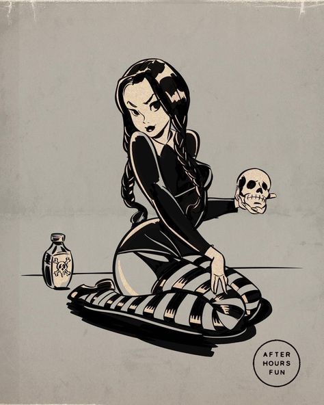 Halloween Pin Up, Arte Pin Up, Geniale Tattoos, Bd Comics, Foto Tips, Goth Art, Pin Up Art, Wednesday Addams, Vintage Cartoon