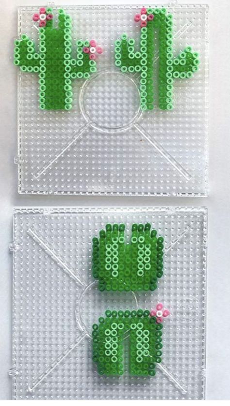 Melting Beads Ideas 3d, Fuse Bead Ideas Cute, Hamma Beads Ideas 3d Easy, 3d Pyssla Ideas, Standing Perler Bead Patterns, Hama Bead 3d Pattern, Perler Creations 3d, Perler Bead Succulent, Cactus Perler Bead Pattern