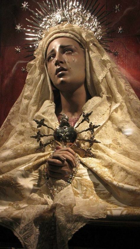 Mary Of Sorrows, Out Lady Of Sorrows, Our Lady Of Seven Sorrows, Our Lady Of Sorrows Statue, Seven Sorrows Of Mary Tattoo, Our Lady Of Sorrows Aesthetic, The Seven Sorrows Of Mary, Sorrowful Heart Of Mary, Our Lady Of Sorrows Tattoo