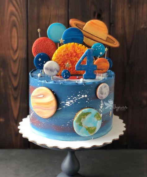 Bright Birthday Cakes, Solar System Cake, Rocket Cake, Planet Birthday, Christmas Cakes Easy, Boys Cake, Galaxy Cake, Boys First Birthday Party Ideas, Beautiful Cake Designs