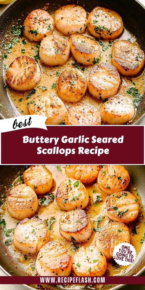 Want to impress your guests with minimal effort? This Buttery Garlic Seared Scallops Recipe will make your scallops dinner ideas shine! With its irresistible buttery garlic sauce, you’ll create a memorable dining experience. Be sure to save this pin for a delicious and elegant seafood meal you can recreate anytime! Scallops Sauce Recipe, Scallops Dinner Ideas, Sauce For Scallops, Scallops Dinner, Seared Scallops Recipe, Buttery Garlic Sauce, Recipe With Lemon, Scallops Recipe, Lemon Garlic Sauce