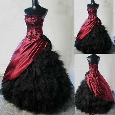 Gothic Ball Gown, Ball Gowns Victorian, Burgundy Ball Gown, Gothic Wedding Dresses, Corset Ball Gowns, Dresses Halloween, Gothic Wedding Dress, Gothic Wedding, Black Wedding Dresses