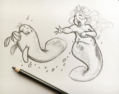 Manatee Mermaid, Brianna Garcia, Fat Mermaid, Plus Size Art, Mermaid Fairy, Mermaid Drawings, Mermaid Life, Mystical Creatures, Mermaid Art