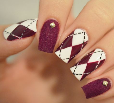 Nails Plaid, Argyle Nails, Plaid Nail Designs, Plaid Nails, Popular Nails, Gel Nail Designs, Autumn Nails, Fancy Nails, Creative Nails