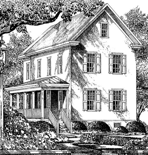 Narrow frontage Davenport House, Southern Living House Plans, House Plans One Story, European House Plan, European House, Cottage Plan, Country House Plans, Cottage House Plans, Half Bath