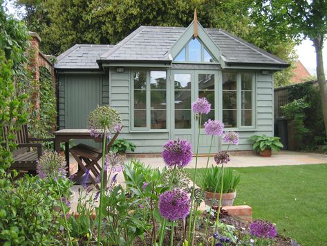 Summerhouses and Garden Rooms - Roger Gladwell Timber Frame Construction Green Shed, Houses Garden, Garden Offices, Garden Cabins, Summer House Garden, Summer Houses, Timber Frame Construction, A Small House, Shed Colours