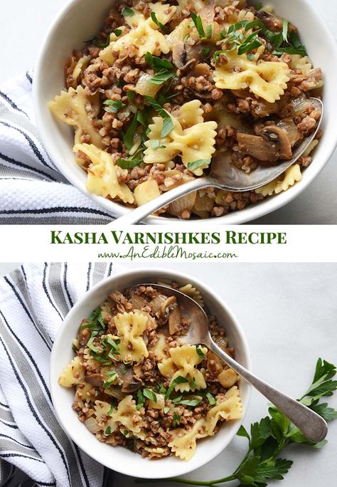 Kasha Recipes, Kasha Varnishkes Recipe, Kasha Varnishkes, Kasha Recipe, Groats Recipe, Jewish Holiday Recipes, Buckwheat Recipes, Comfort Pasta, Buckwheat Groats