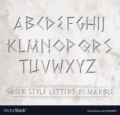 Greek Mythology Lettering, Ancient Lettering Fonts, Ancient Greek Letters, Greek Letters Font, Ancient Font, Written Languages, Greek Numbers, Greek Lettering, Architectural Lettering