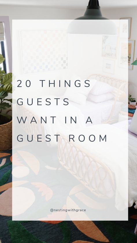 What Every Guest Room Needs- Triplet Guest Room - Nesting With Grace Air Mattress Guest Room, Women Sleepover, Triplets Bedroom, Airbnb Guest Rooms, Nesting With Grace, Eclectic Cottage, Guest Room Decor, White Duvet Covers, Hosting Guests