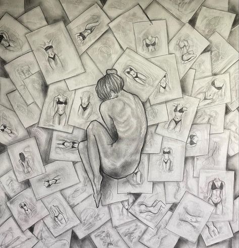 Traumatic Drawing, Jealousy Artwork, Jealousy Art Drawings, Illustration Of Body Image Drawing, Jealousy Drawing Art, Jealousy Drawings, Drawings That Describe Me, Draw How You Feel, Abandonment Issues Drawing