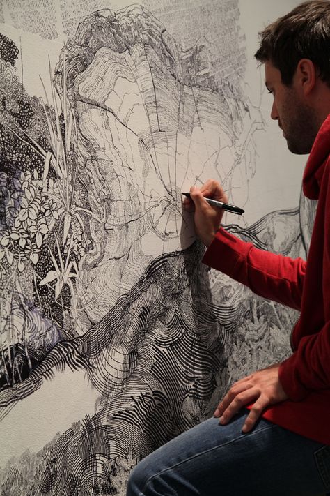 Sean Sullivan, Sharpie Art, Black Sharpie, 수채화 그림, Mural Art, Art Studios, 그림 그리기, Ink Drawing, Artist At Work