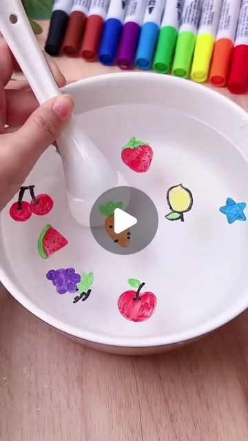 Magical Water Painting, Spoon Drawing, Magical Water, Spoon Ceramic, Whiteboard Sticker, Painted Spoons, How To Make Magic, Kids Handicraft, Making Water