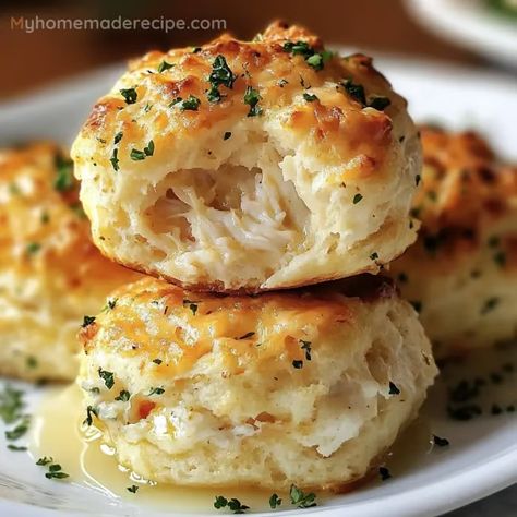 Crab Stuffed Cheddar Bay Biscuits with Lemon Butter Recipe - My Home Made Recipe Crab Stuffed Cheddar Bay Biscuits Recipe, Cheddar Bay Stuffed Biscuits, Crab Stuffed Cheddar Bay Biscuits, Crab Stuff Cheddar Bay Biscuits, Crab Stuffed Cheddar Bay Biscuits With Lemon Butter, Cheddar Bay Crab Cakes With Lemon Butter, Keto Red Lobster Cheddar Bay Biscuits, Biscuit Cups, Red Lobster Cheddar Bay Biscuits