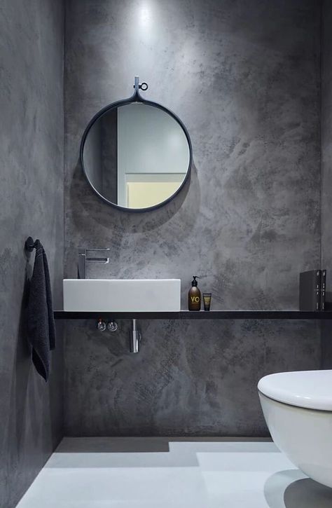 Venetian Plaster Brighton Sussex - Krafted Surface Designs Brighton Modern Industrial Loft, Room Ideas Dark, Luxury Bathroom Master Baths, Concrete Bathroom, Industrial Bathroom, Room Tiles, Apartment Bathroom, Trendy Bathroom, Industrial Loft