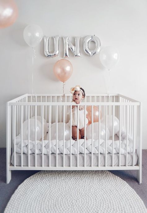 Crib Photoshoot 1st Birthdays, Birthday Crib Pictures, 1st Birthday Crib Pictures, One Balloon 1st Birthdays, Baby Birthday Balloon, 1st Birthday Pictures, 1st Birthday Photoshoot, First Birthday Pictures, Twin First Birthday