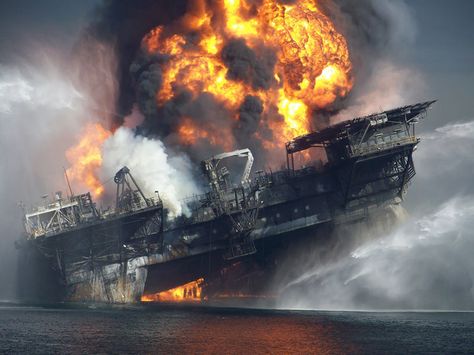 THE DEEPWATER HORIZON EXPLOSION Photograph by Unnamed Worker on Nearby Boat Deepwater Horizon was an ultra-deepwater, dynamically positioned, semi-submersible offshore oil drilling rig owned by Transocean. Built in 2001 in South Korea by Hyundai Heavy Industries, the rig was leased to BP from 2001 until September 2013. In September 2009, the [...] Oil Rig Jobs, Deepwater Horizon, Oil Platform, Oil Drilling, Oil Industry, Drilling Rig, Oil Spill, Mark Wahlberg, Gas Industry