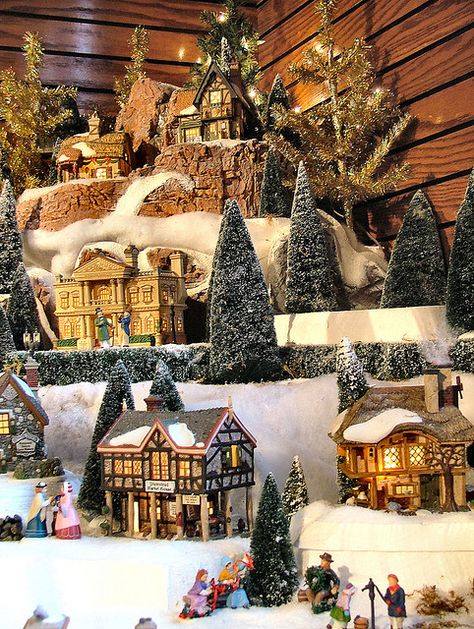 Department 56 - Dickens Village Series Display | Flickr - Photo Sharing! Lemax Christmas Village Display, Christmas Tree Village, Lemax Christmas Village, Lemax Christmas, Diy Christmas Village, Christmas In The City, Christmas Village Houses, Christmas Village Display, Halloween Village