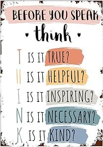 Think Before You Speak Poster, Speak Poster, Counselor Decor, School Counselor Decor, Psalm 34 5, Groovy Classroom, Think Before You Speak, Classroom Newsletter, Classroom Signs