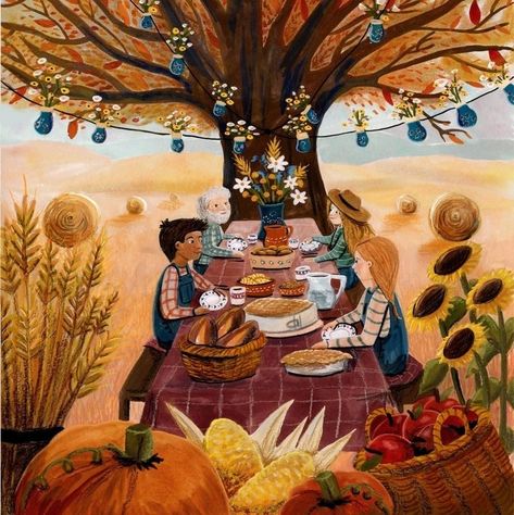 Things Illustration, Harvest Celebration, Storybook Art, Things To Eat, Hello September, Outfit Autumn, Harvest Thanksgiving, Autumn Illustration, Thanksgiving Celebration