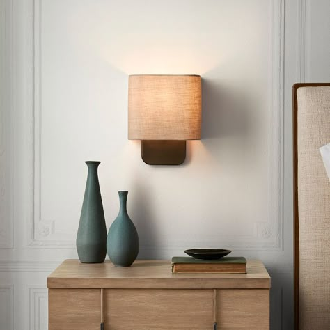 Aleena Plug-In Sconce (10") | West Elm Bedroom Sconces Bedside, Living Room 2024, Wall Sconces Living Room, Sconces Living Room, Bedroom Redesign, Decorative Wall Sconces, Lights Bedroom, Wall Light Fixture, Wall Lights Bedroom